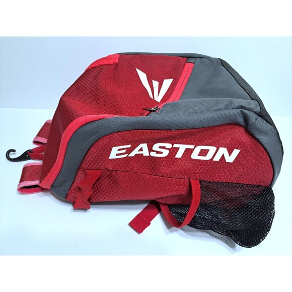 Easton Youth Game Ready Bat Baseball Backpack Equipment Bag Red Gray - Picture 4 of 7